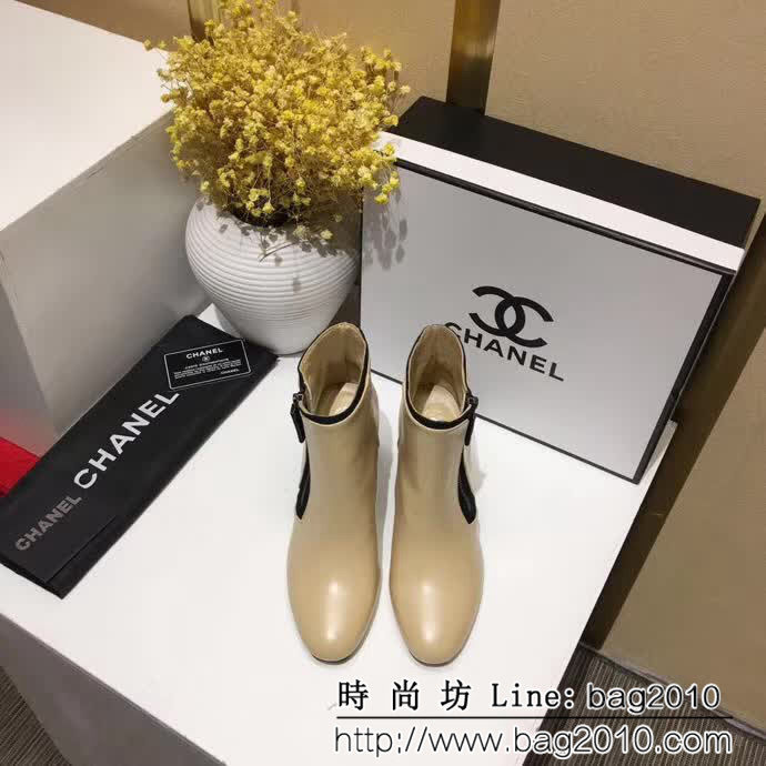 CHANEL香奈兒 2018秋冬走秀爆款 牛皮中跟短靴 QZS1393